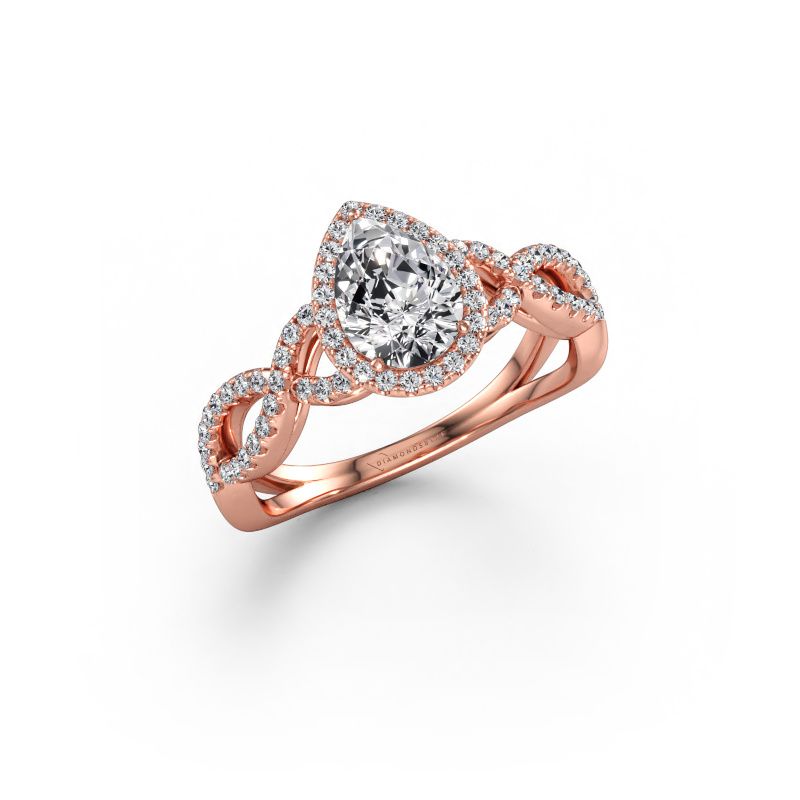 Bild av Förlovningsring Dionne pear 585 roséguld Diamant efter eget val 7x5 mm