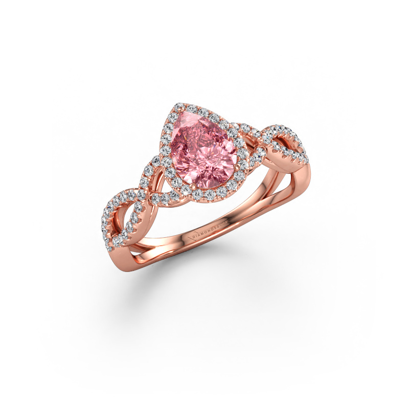 Image of Engagement ring Dionne pear 585 rose gold Pink lab grown diamond 7x5 mm