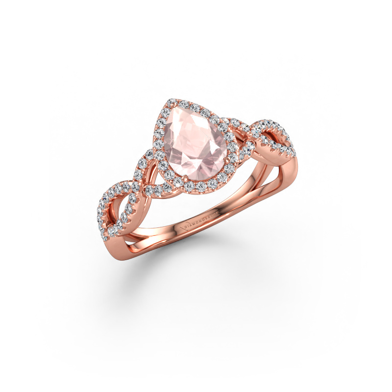 Bild av Förlovningsring Dionne pear 585 roséguld Champagnefärgad morganit 7x5 mm