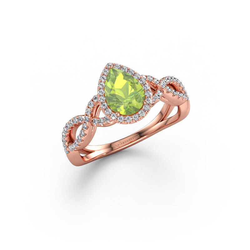 Bild av Förlovningsring Dionne pear 585 roséguld Peridot 7x5 mm