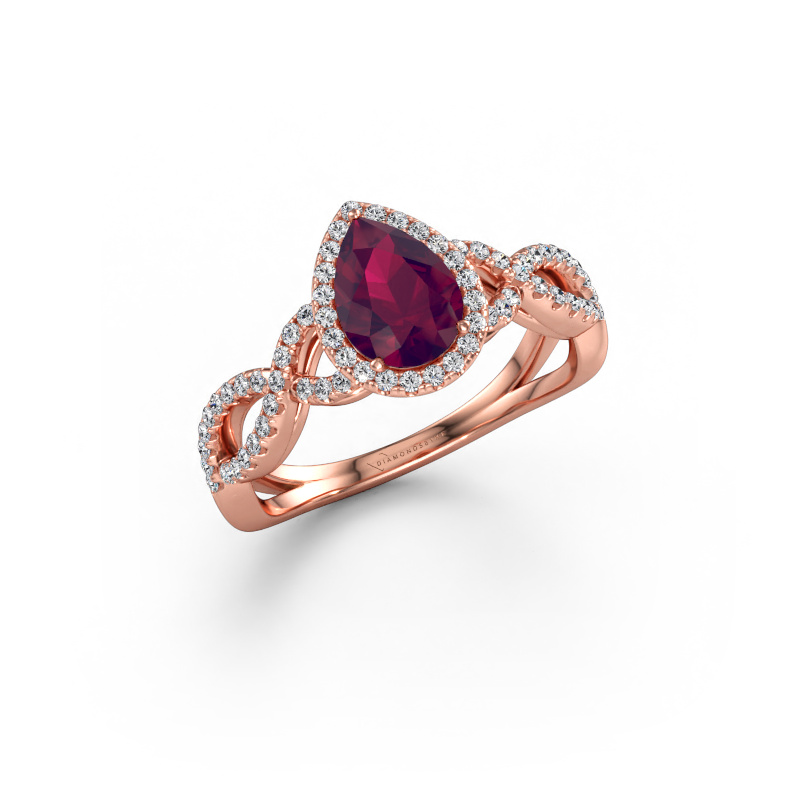 Bild av Förlovningsring Dionne pear 585 roséguld Rodolit 7x5 mm