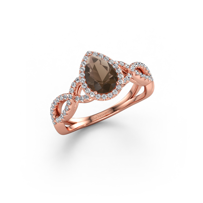 Immagine di Anello di fidanzamento Dionne pear 585 oro rosa Quarzo fumé 7x5 mm