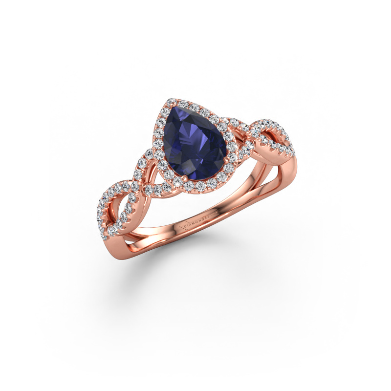 Immagine di Anello di fidanzamento Dionne pear 585 oro rosa Zaffiro 7x5 mm