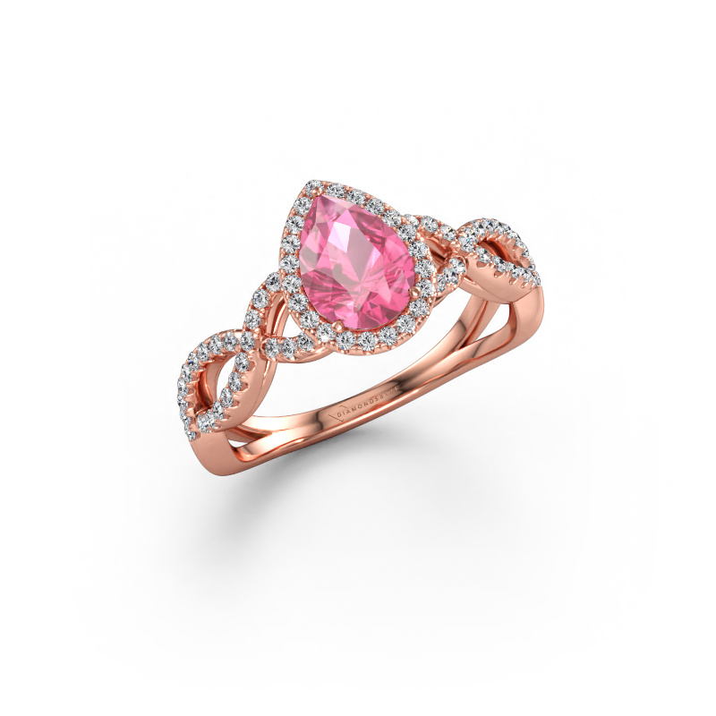 Bild av Förlovningsring Dionne pear 585 roséguld Rosa safir 7x5 mm