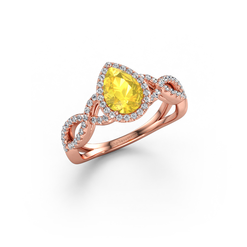 Immagine di Anello di fidanzamento Dionne pear 585 oro rosa Zaffiro giallo 7x5 mm