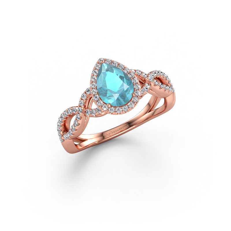 Immagine di Anello di fidanzamento Dionne pear 585 oro rosa Topazio blu 7x5 mm