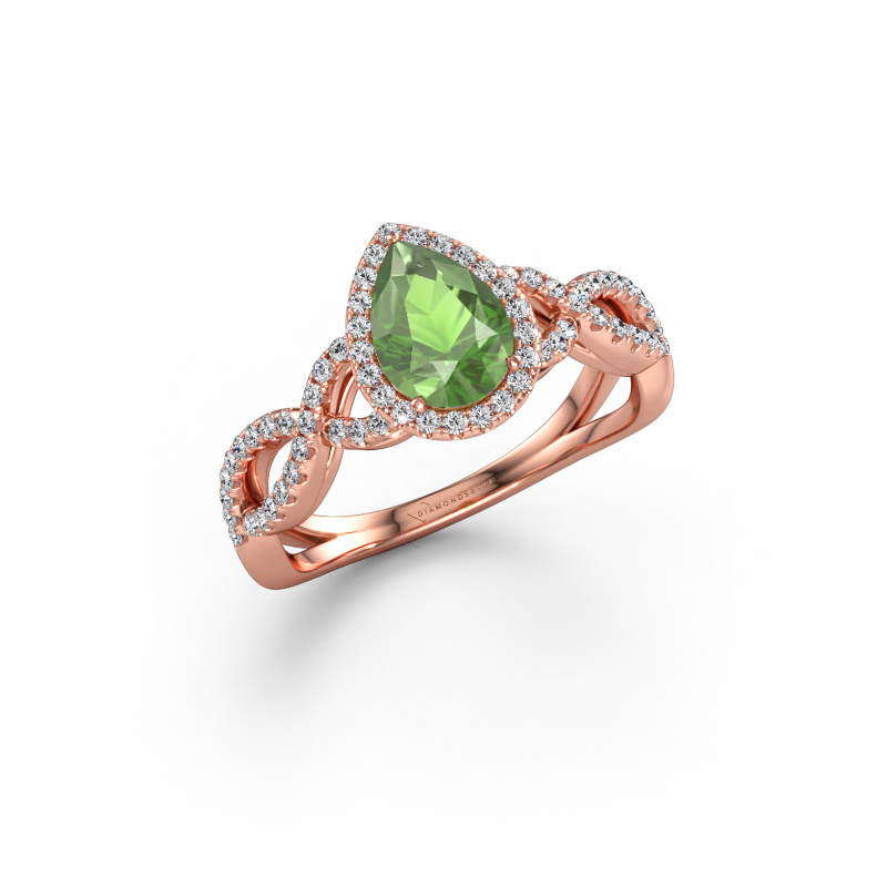 Bild av Förlovningsring Dionne pear 585 roséguld Grön turmalin 7x5 mm