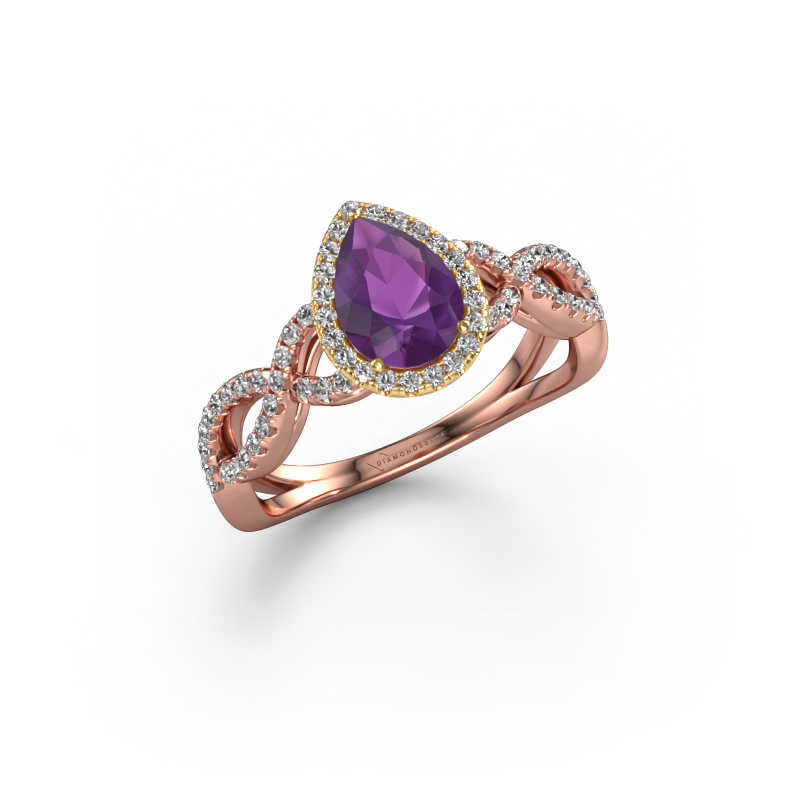 Bild von Verlobungsring Dionne pear 585 Roségold Amethyst 7x5 mm