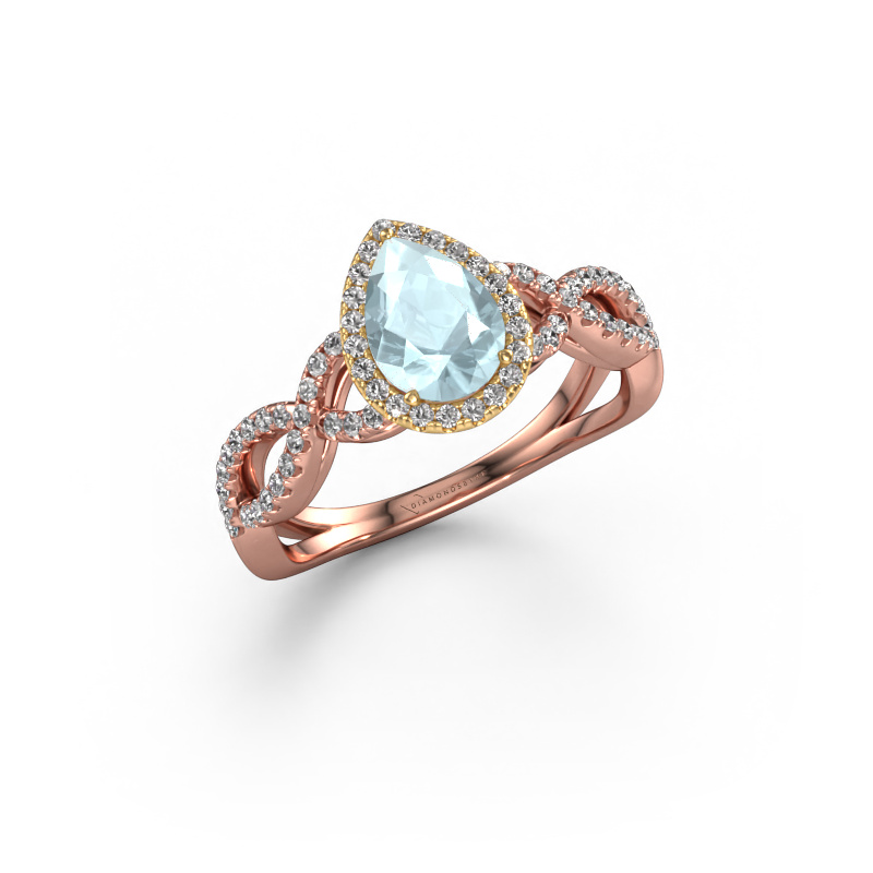 Image of Engagement ring Dionne pear 585 rose gold Aquamarine 7x5 mm
