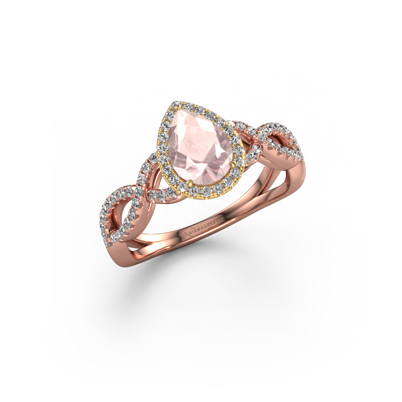 Image of Engagement ring Dionne pear 585 rose gold Morganite champagne 7x5 mm