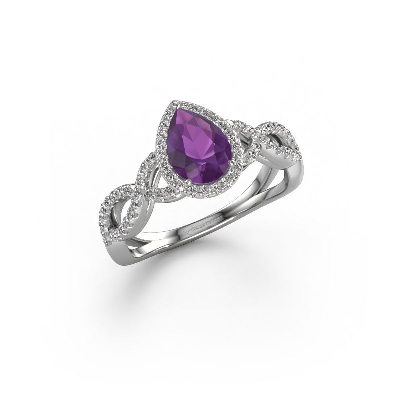 Image of Engagement ring Dionne pear 950 platinum Amethyst 7x5 mm