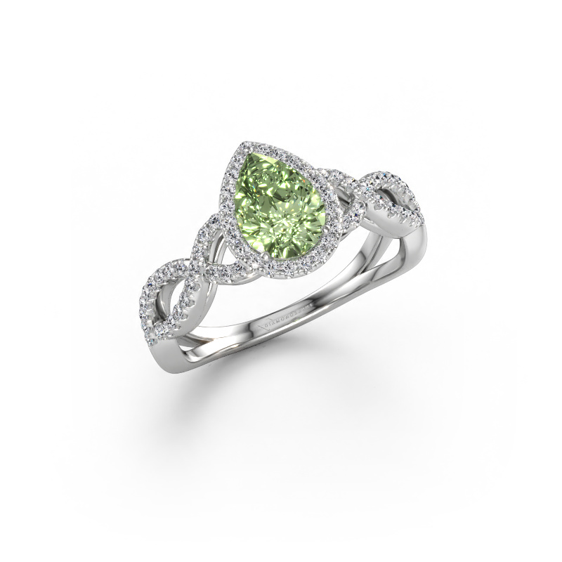 Immagine di Anello di fidanzamento Dionne pear 585 oro bianco Diamante lab grown verde 7x5 mm