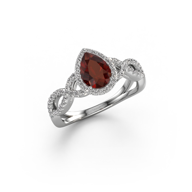 Image of Engagement ring Dionne pear 950 platinum Garnet 7x5 mm