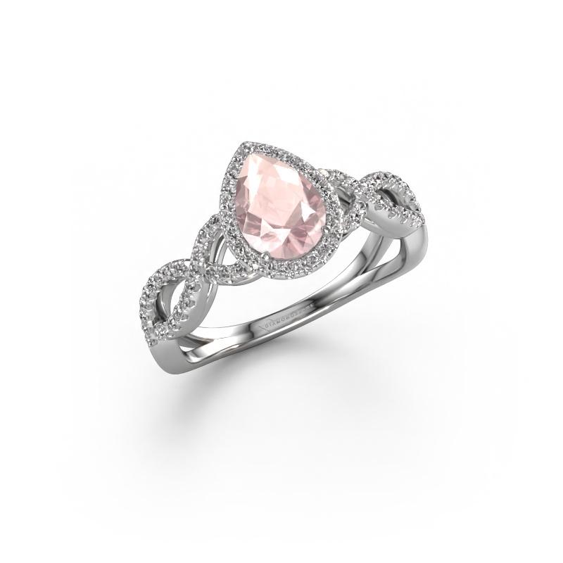 Image of Engagement ring Dionne pear 950 platinum Morganite champagne 7x5 mm