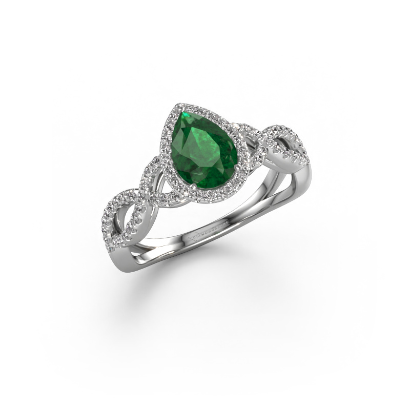 Image of Engagement ring Dionne pear 950 platinum Emerald 7x5 mm
