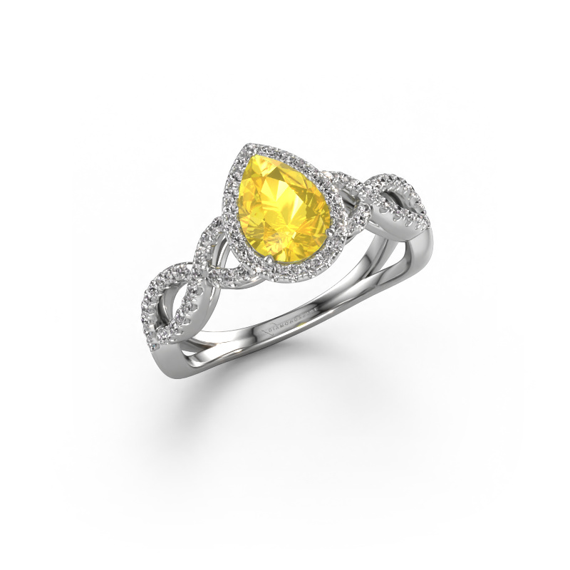 Image of Engagement ring Dionne pear 950 platinum Yellow sapphire 7x5 mm