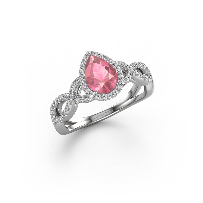 Image de Bague de fiançailles Dionne pear 950 platine Rose tourmaline 7x5 mm