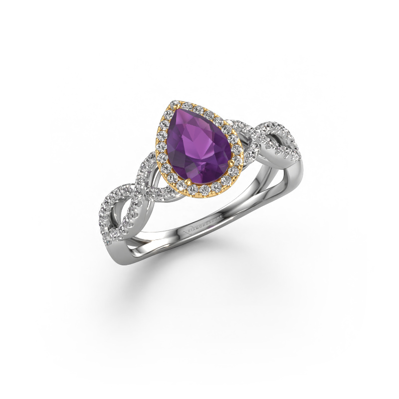 Bild von Verlobungsring Dionne pear 585 Weißgold Amethyst 7x5 mm