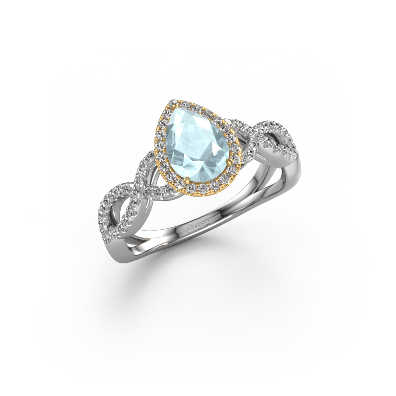 Image of Engagement ring Dionne pear 585 white gold Aquamarine 7x5 mm