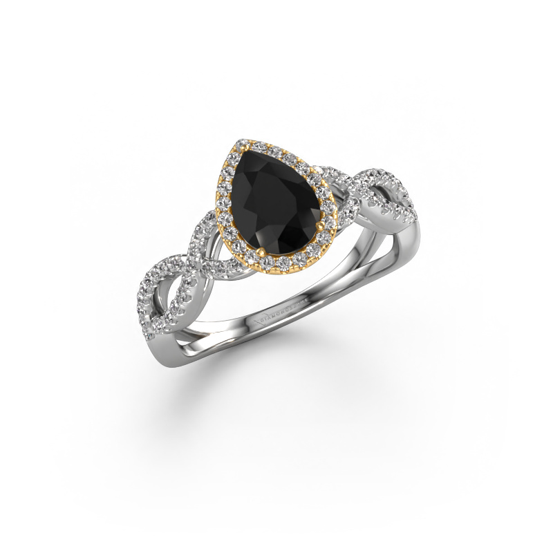 Bild von Verlobungsring Dionne pear 585 Weißgold Schwarz Diamant 1.34 crt