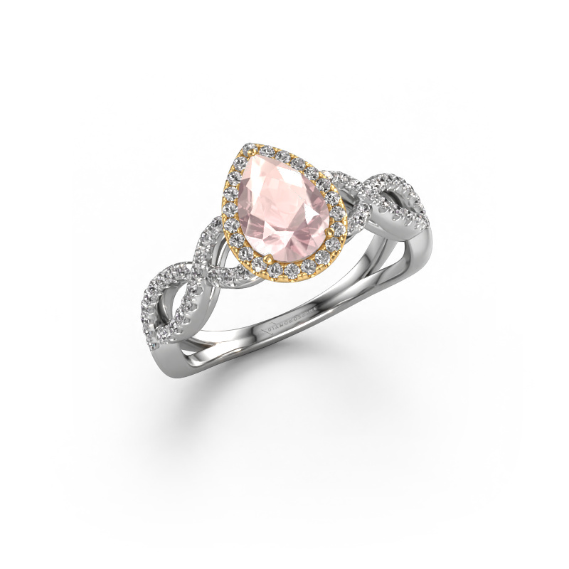 Image of Engagement ring Dionne pear 585 white gold Morganite champagne 7x5 mm