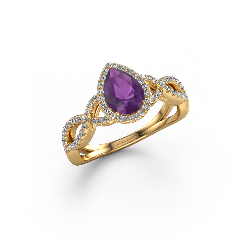 Image of Engagement ring Dionne pear 585 gold Amethyst 7x5 mm