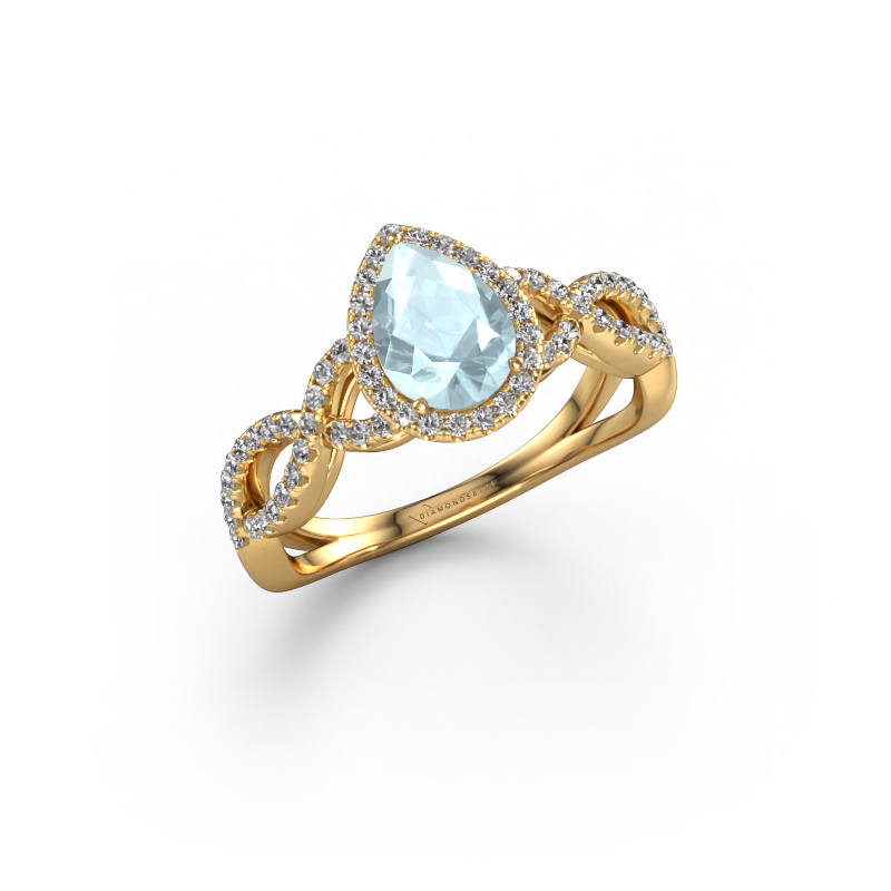 Image of Engagement ring Dionne pear 585 gold Aquamarine 7x5 mm