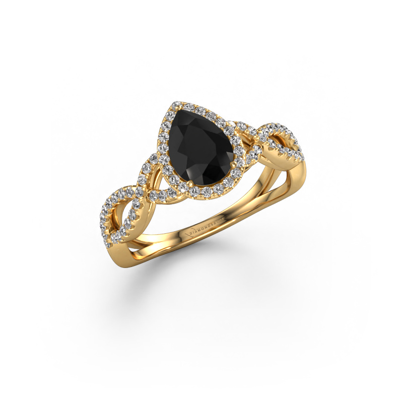 Image of Engagement ring Dionne pear 585 gold Black diamond 1.34 crt