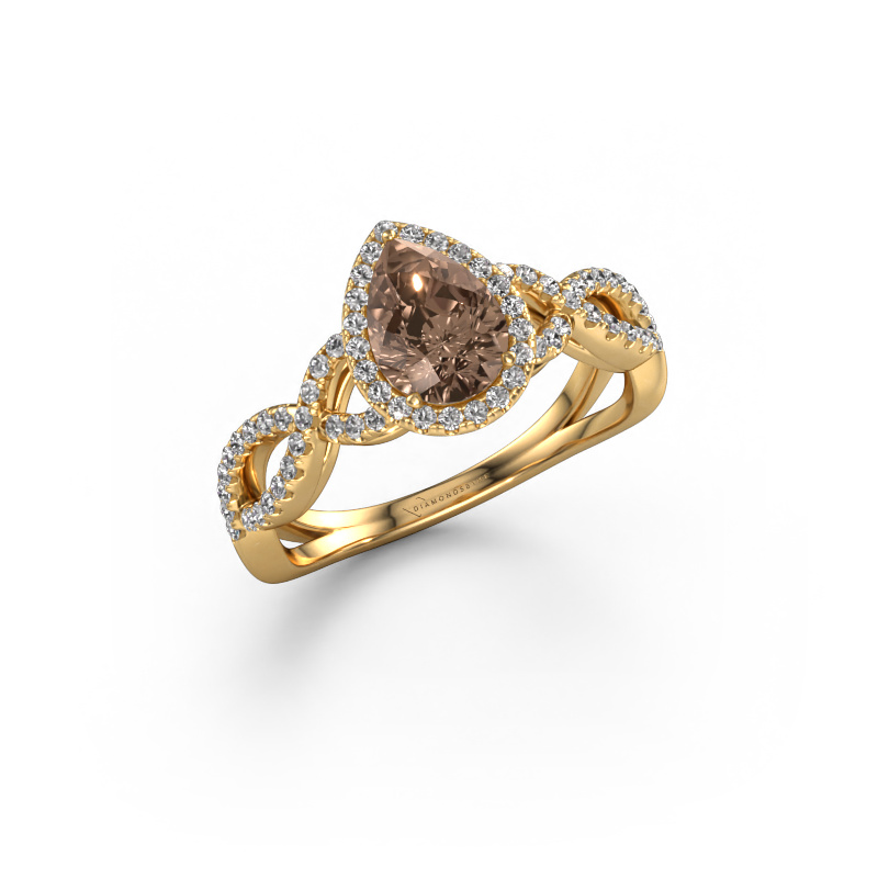 Image of Engagement ring Dionne pear 585 gold Brown diamond 0.99 crt
