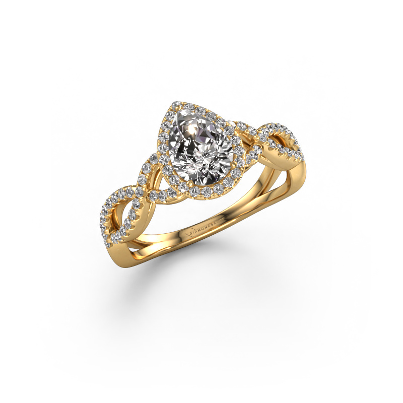 Image of Engagement ring Dionne pear 585 gold Lab grown diamond 0.99 crt