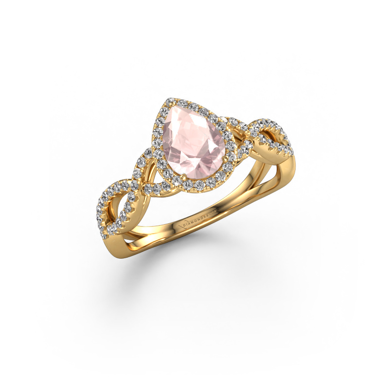 Image of Engagement ring Dionne pear 585 gold Morganite champagne 7x5 mm