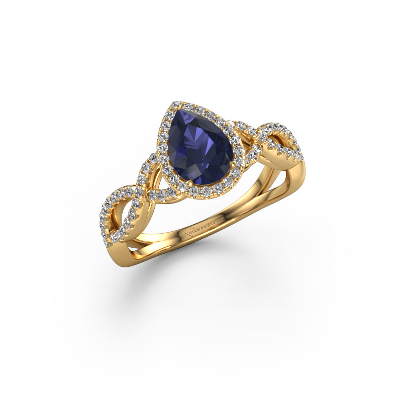 Image of Engagement ring Dionne pear 585 gold Sapphire 7x5 mm