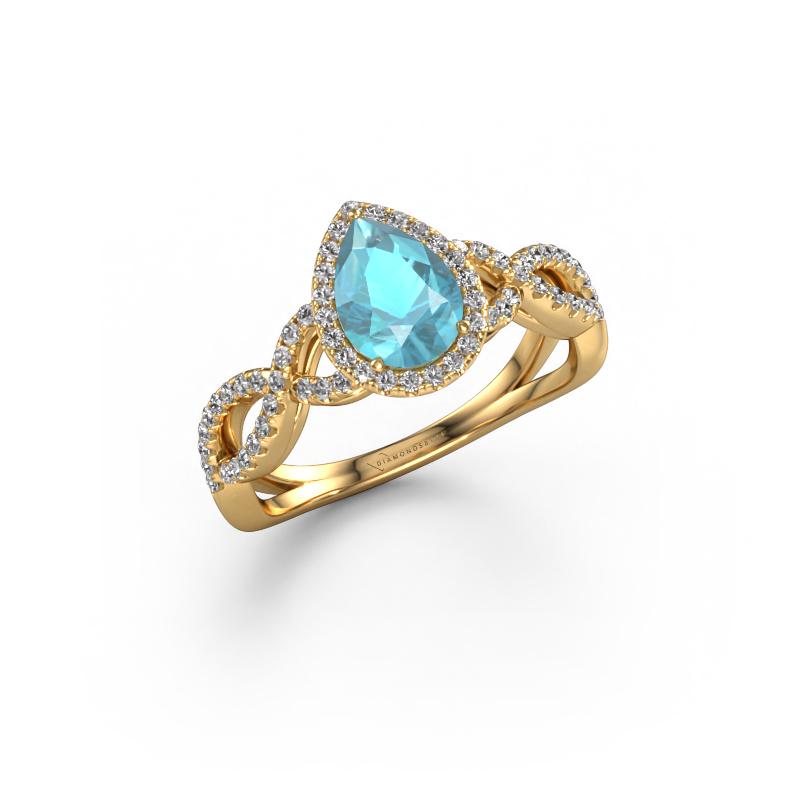 Bild von Verlobungsring Dionne pear 585 Gold Blau Topas 7x5 mm