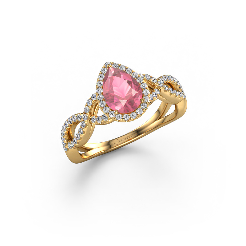 Image of Engagement ring Dionne pear 585 gold Tourmaline pink 7x5 mm
