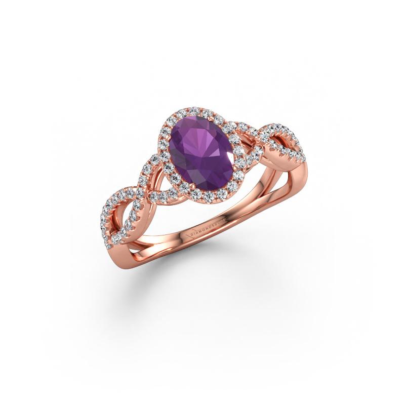 Immagine di Anello di fidanzamento Dionne ovl 585 oro rosa Ametista 7x5 mm