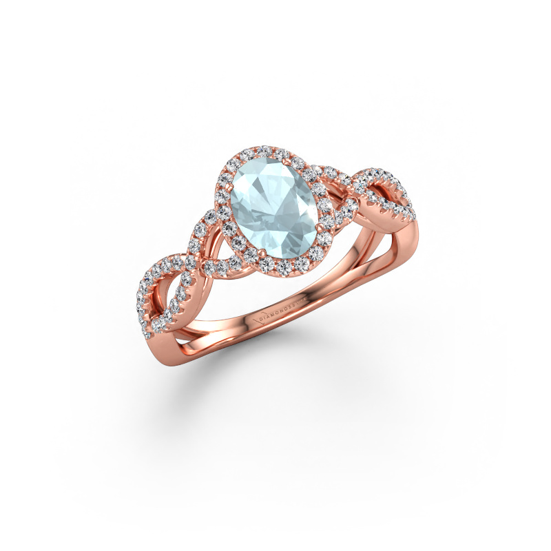 Bild av Förlovningsring Dionne ovl 585 roséguld Akvamarin 7x5 mm