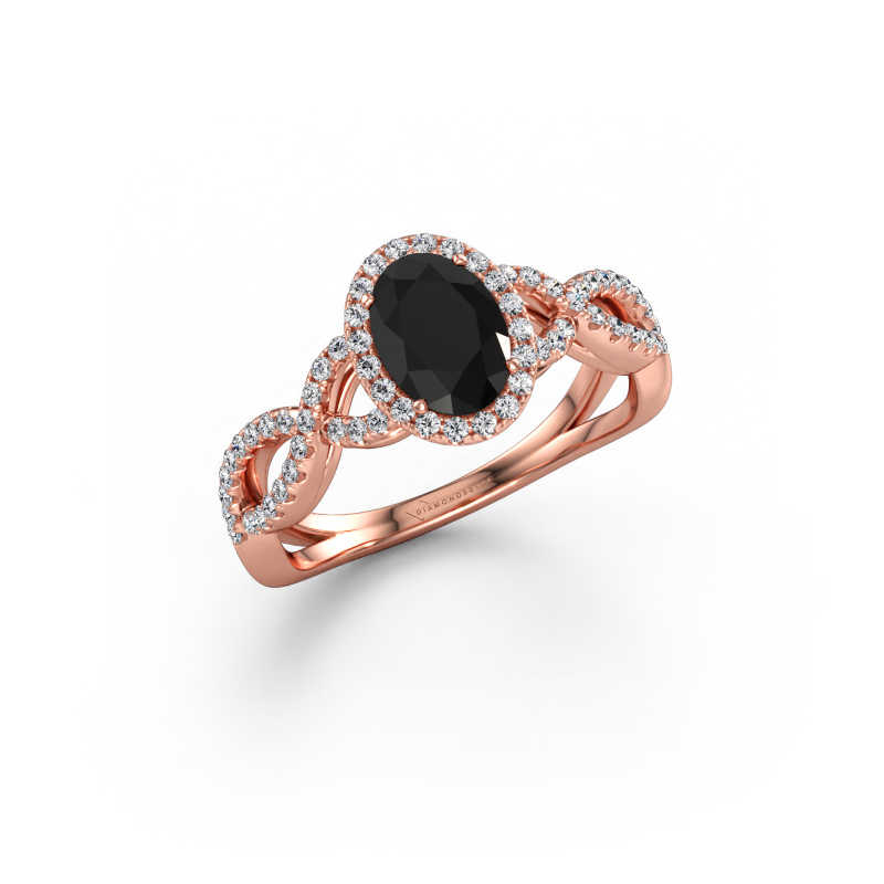 Immagine di Anello di fidanzamento Dionne ovl 585 oro rosa Diamante nero 1.38 crt