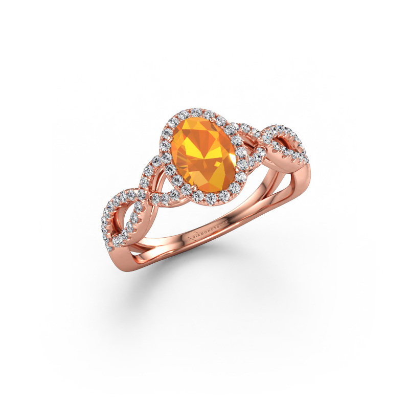 Bild av Förlovningsring Dionne ovl 585 roséguld Citrin 7x5 mm