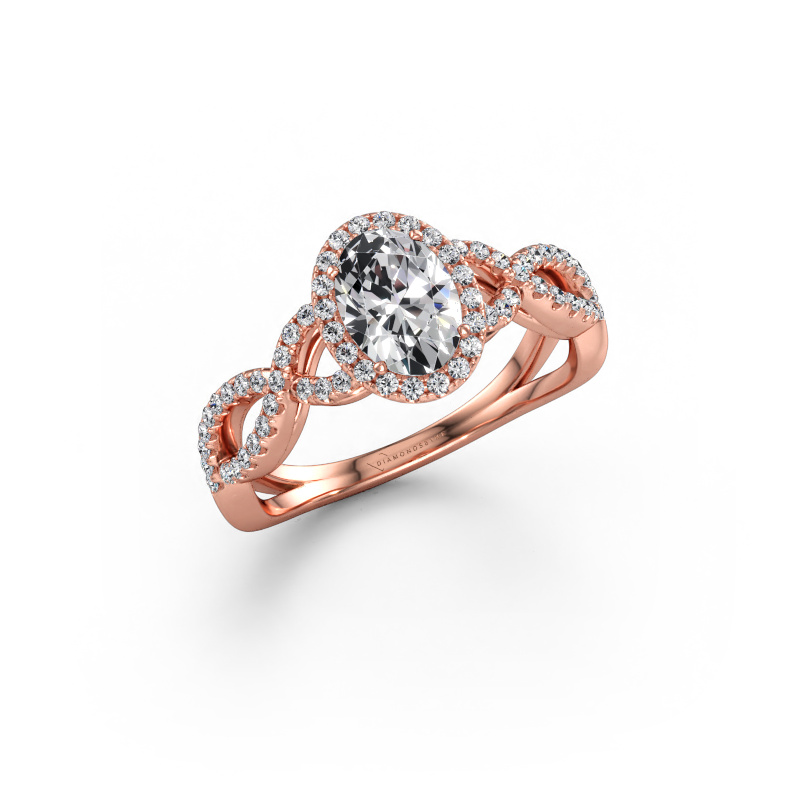 Immagine di Anello di fidanzamento Dionne ovl 585 oro rosa Diamante lab grown 1.03 crt