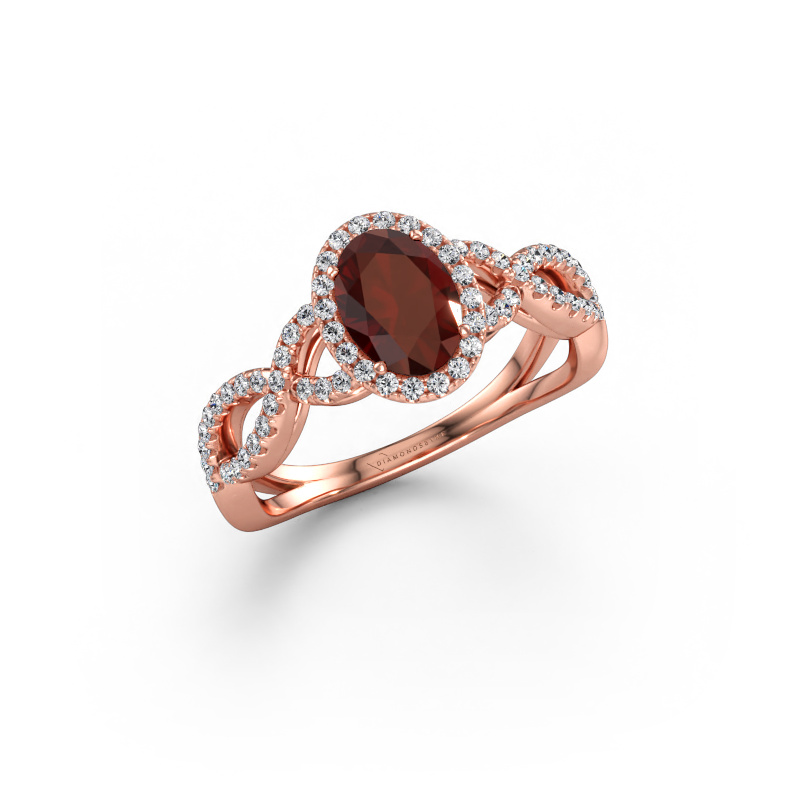 Immagine di Anello di fidanzamento Dionne ovl 585 oro rosa Granato 7x5 mm