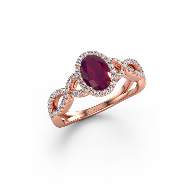 Bild av Förlovningsring Dionne ovl 585 roséguld Rodolit 7x5 mm