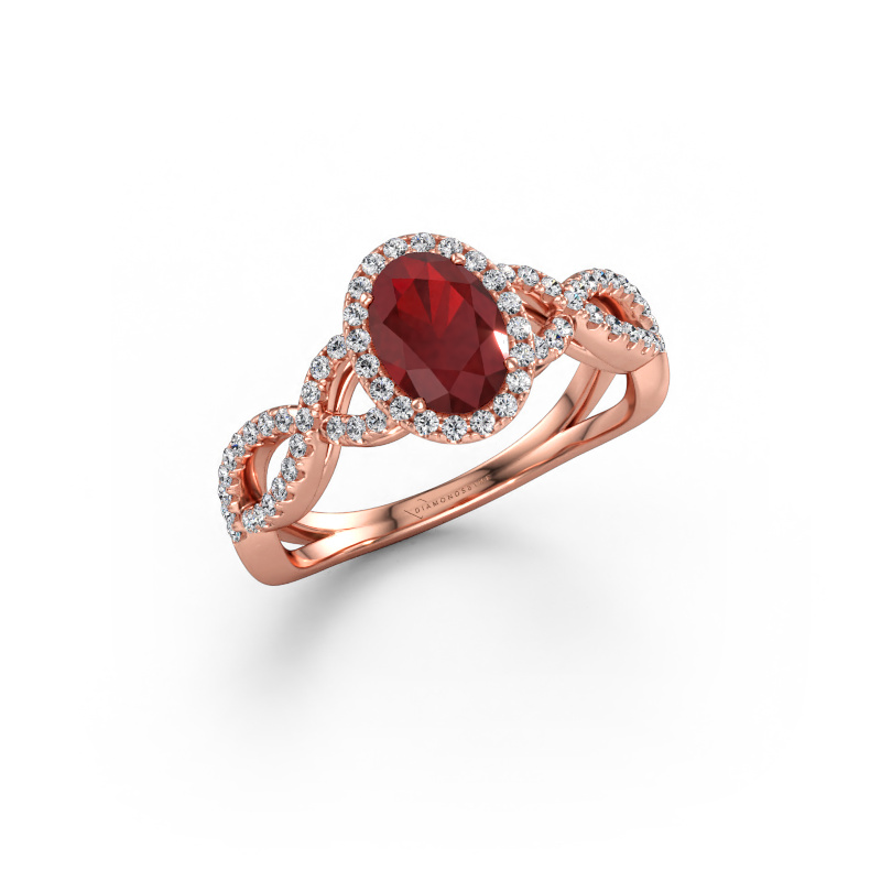 Immagine di Anello di fidanzamento Dionne ovl 585 oro rosa Rubino 7x5 mm