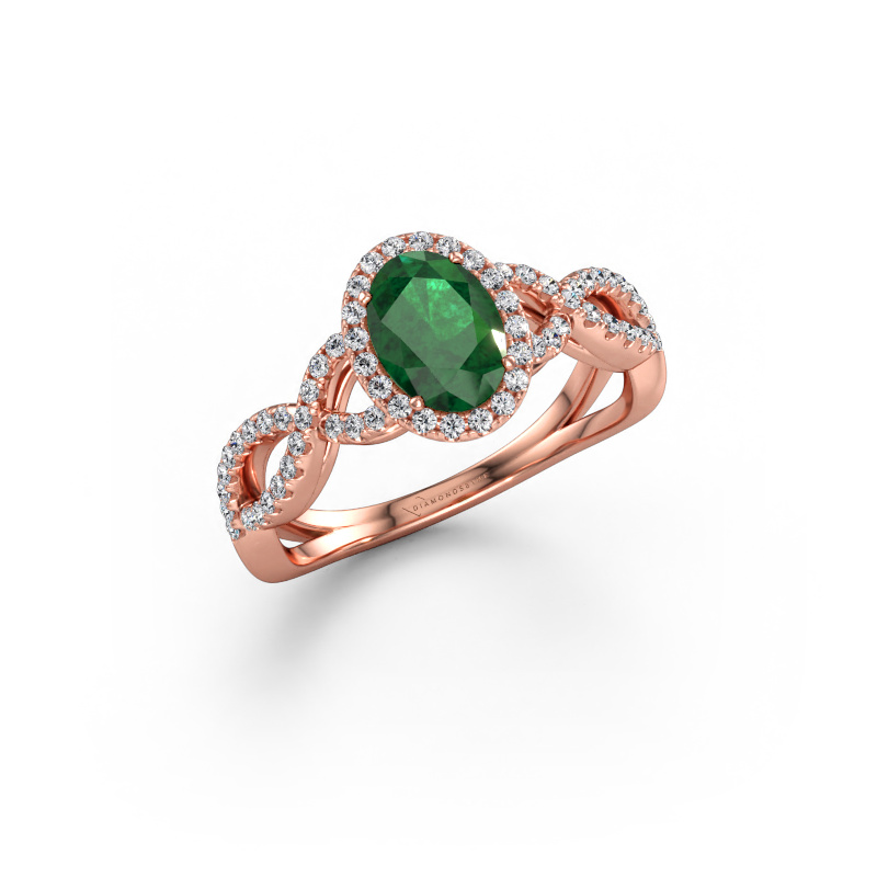 Immagine di Anello di fidanzamento Dionne ovl 585 oro rosa Smeraldo 7x5 mm