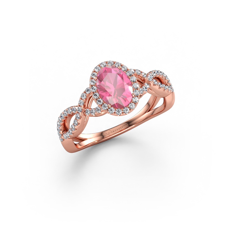 Immagine di Anello di fidanzamento Dionne ovl 585 oro rosa Zaffiro rosa 7x5 mm
