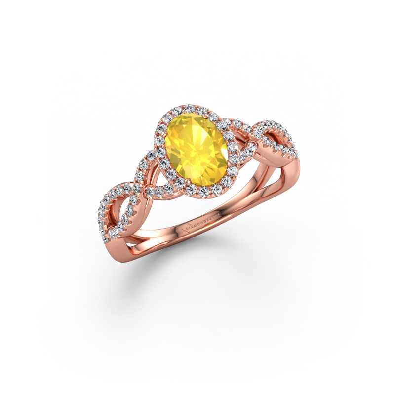 Immagine di Anello di fidanzamento Dionne ovl 585 oro rosa Zaffiro giallo 7x5 mm
