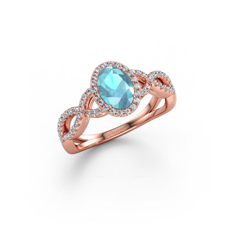 Immagine di Anello di fidanzamento Dionne ovl 585 oro rosa Topazio blu 7x5 mm