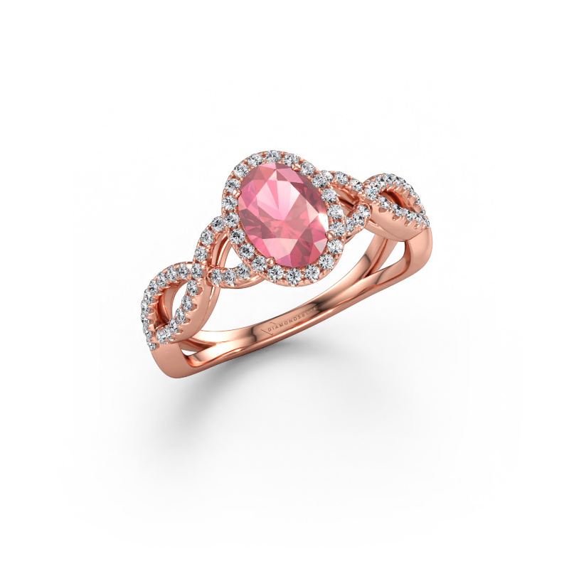 Bild av Förlovningsring Dionne ovl 585 roséguld Rosa turmalin 7x5 mm