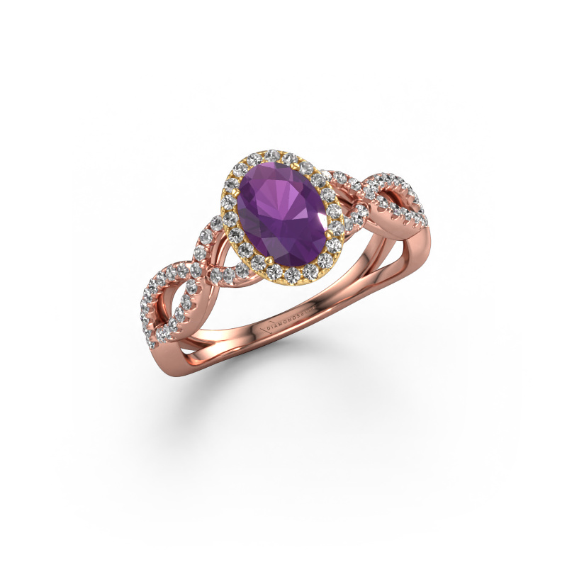 Bild von Verlobungsring Dionne ovl 585 Roségold Amethyst 7x5 mm