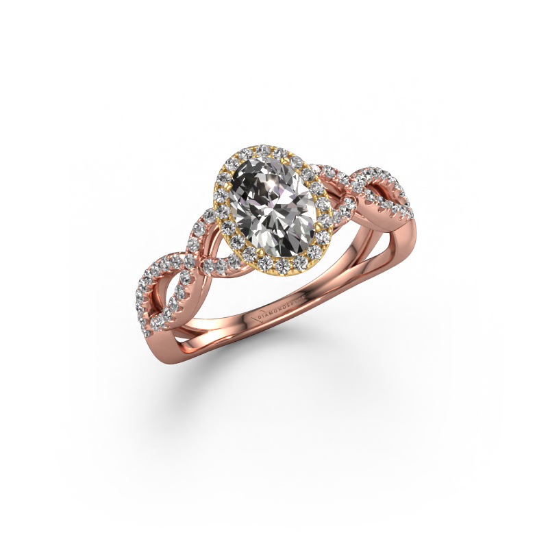 Image of Engagement ring Dionne ovl 585 rose gold Lab grown diamond 1.03 crt