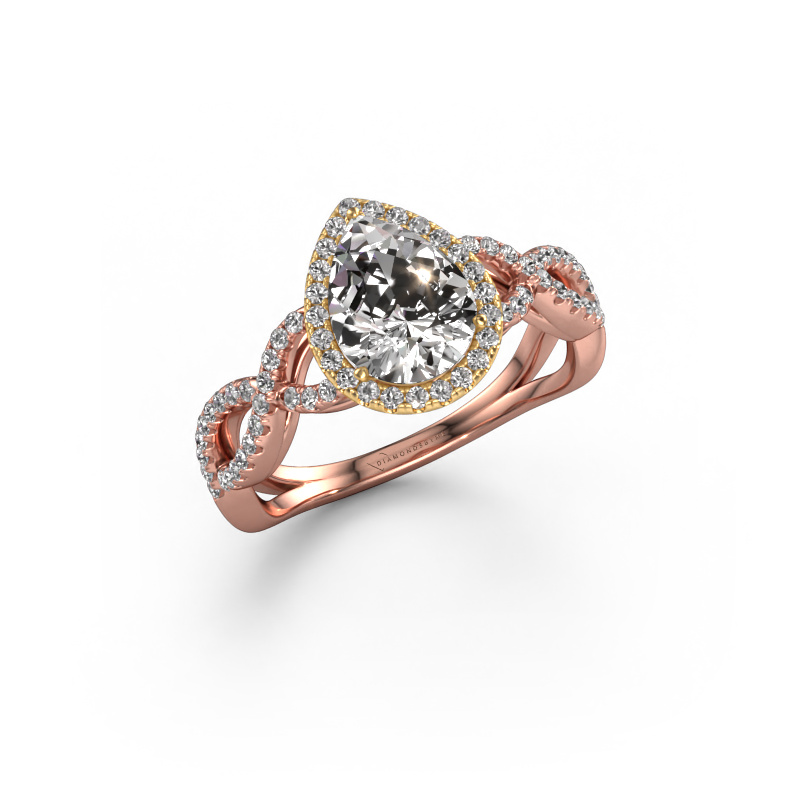 Image of Engagement ring Dionne pear 585 rose gold Diamond 1.36 crt